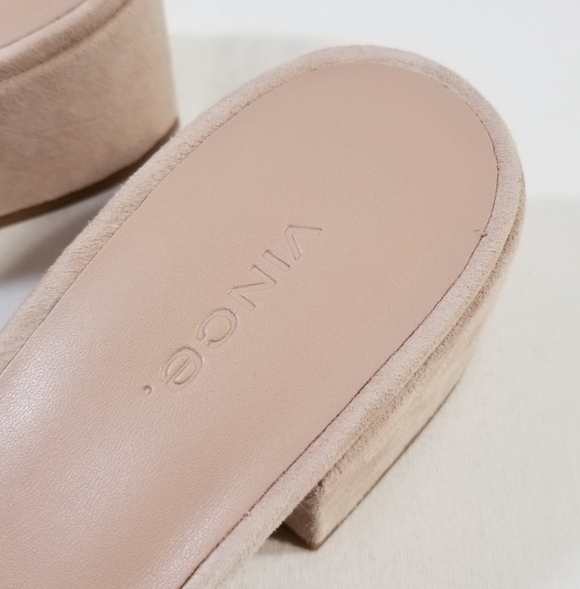 NIB Vince Rachelle 2 Suede Block Heel Mule Slide Sandals in Blush Pink - Picture 12 of 15